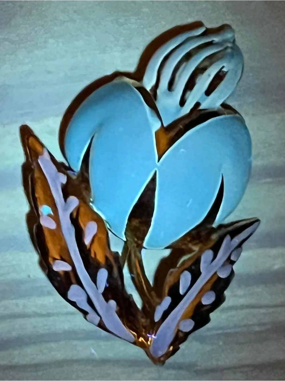 Vtg Signed LISNER Brown Thermoset Plastic Thistle Brooch Pin Mid Century 1950s
